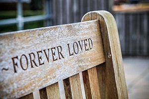wooden memorial bench